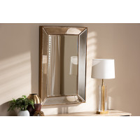 Baxton Studio RXW-6177 Neva Modern and Contemporary Antique Gold Finished Rectangular Accent Wall Mirror